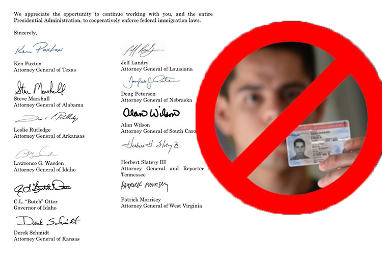 Diez procuradores y un gobernador piden que Trump que elimine DACA