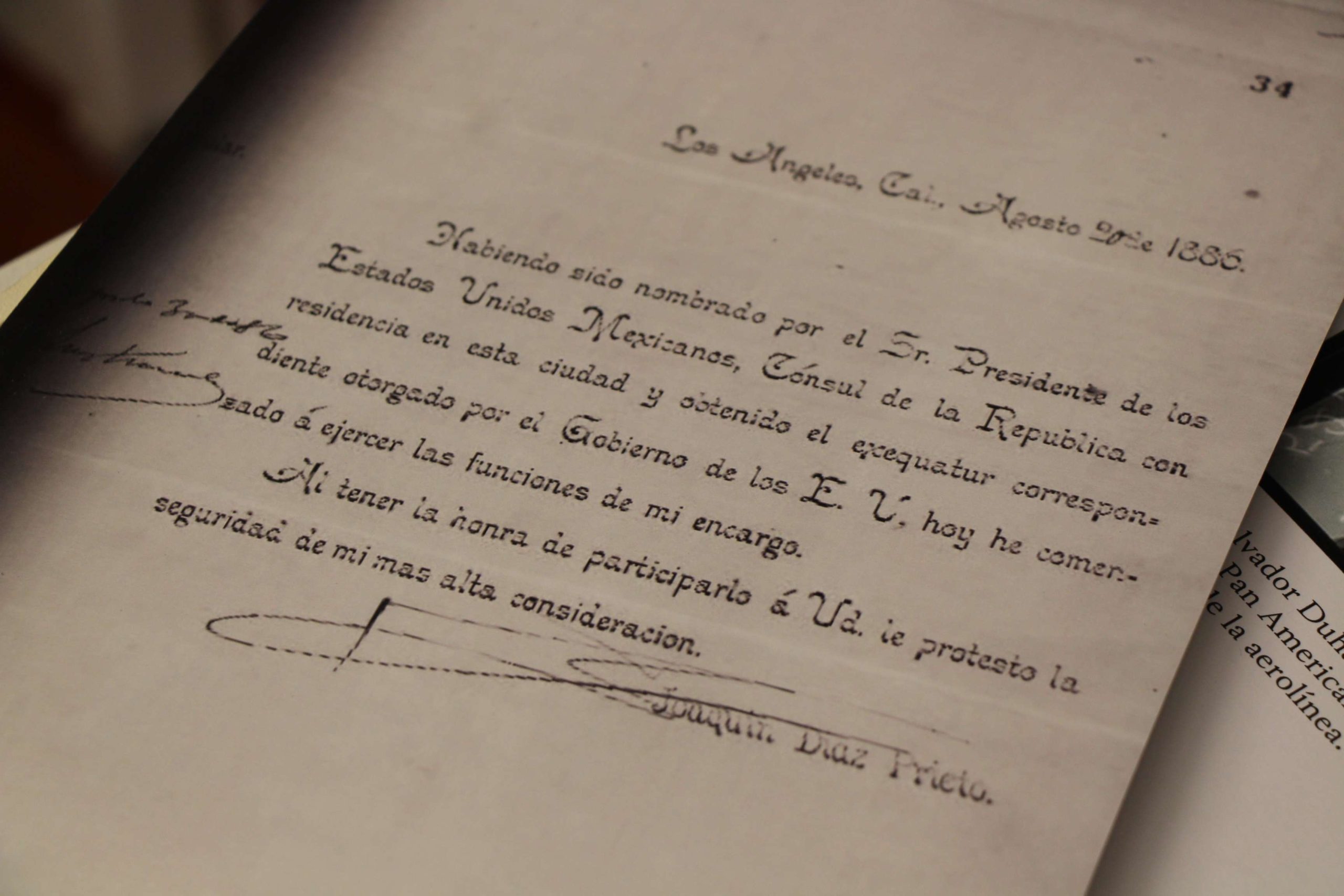 Carta dell cónsul Joaquín Díaz Prieto. / Foto: Mey Lyn Mitteenn