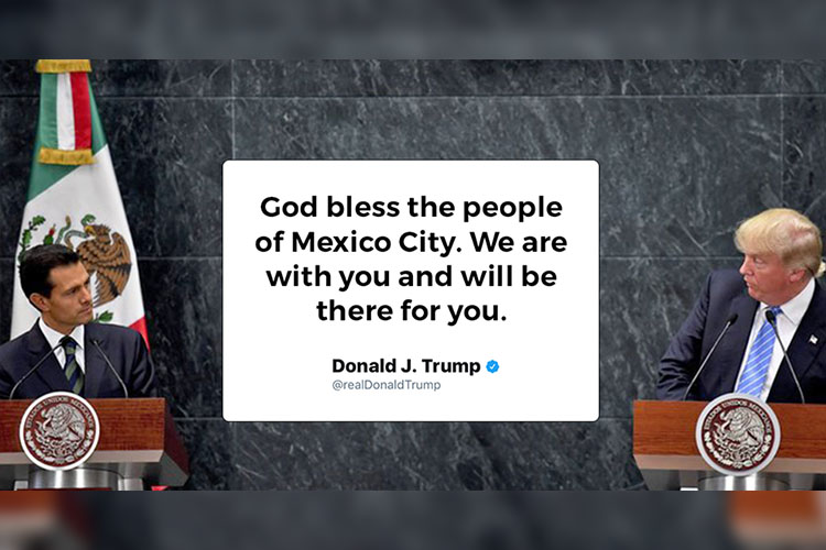 Donald Trump quien le dijo estar consternado por el sismo