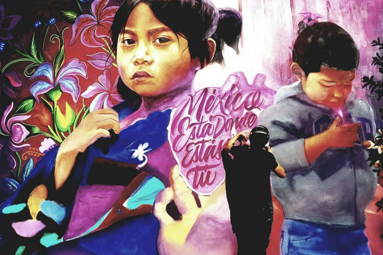 “México está donde estás tú”, es obra de Alexander James Tadlock, artista, ilustrador y muralista egresado de Universidad de las Américas de Puebla.