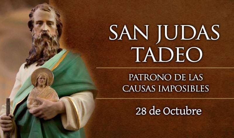 Hoy la Iglesia celebra la fiesta de San Judas Tadeo, uno de los apóstoles de Jesús (no el Iscariote) que es presentado en los Evangelios como "hermano de Santiago"
