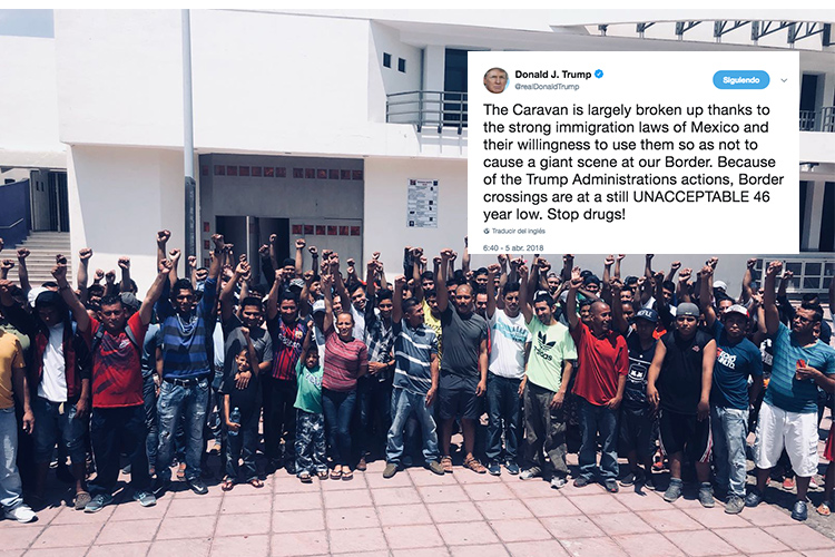 Trump alabó este jueves a México y sus “fuertes leyes migratorias” por haber disuelto la caravana de migrantes centroamericanos que marchan hacia EEUU.