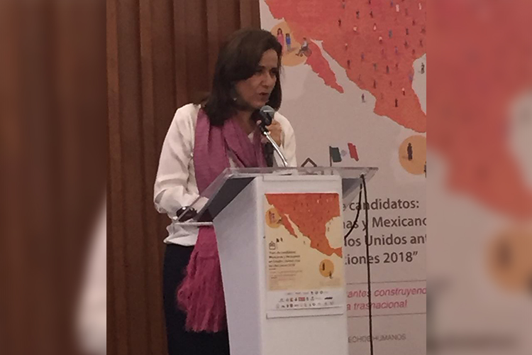 La única candidata en presentarse al foro #NoGananSinMigrantes Margarita Zavala Gómez propuso una política migratoria vinculada al desarrollo y a los derechos humanos.