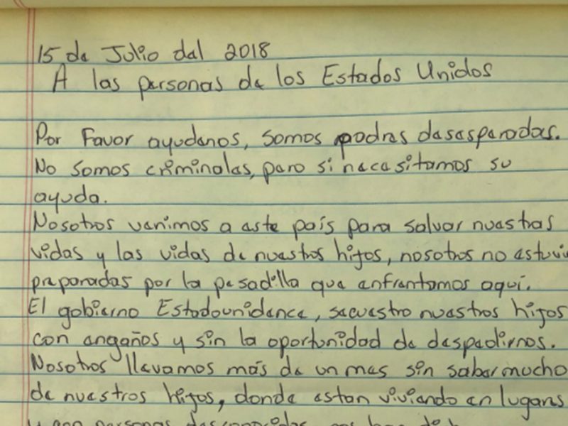A través de una carta abierta, 54 padres migrantes detenidos pidieron ayuda al pueblo estadounidense para reunirse con sus hijos