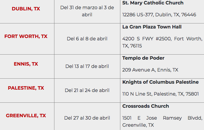 Consulado Sobre Ruedas Dallas; fechas y horarios para abril de 2020