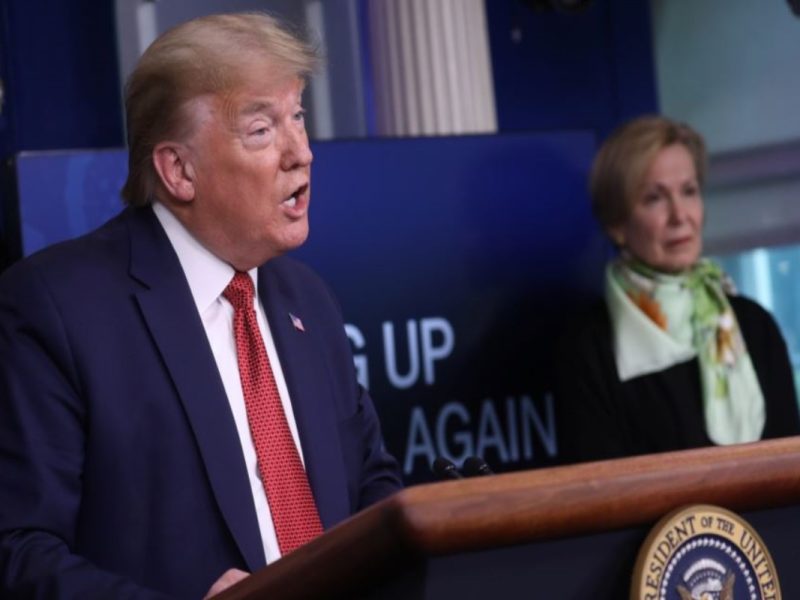 El presidente de EE.UU., Donald Trump, durante la rueda de prensa celebrada el 16 de abril de 2020.