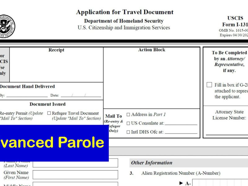 Advanced Parole Form I-131
