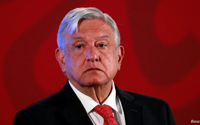 El presidente de México, Andrés Manuel López Obrador, durante una conferencia de prensa en Ciudad de México. Foto: Voz de América