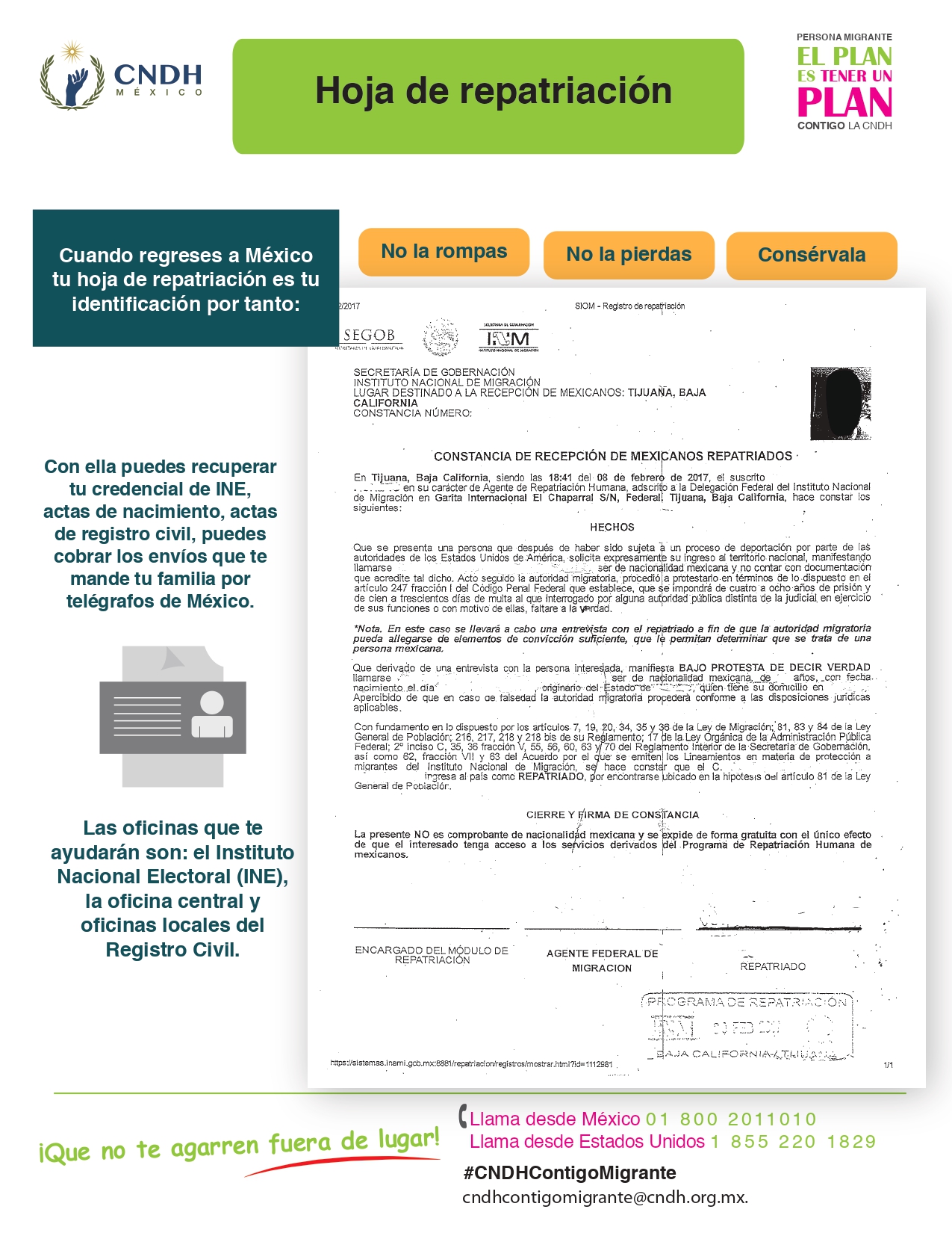 hoja de repatriación