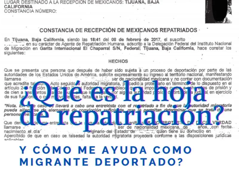 Hoja de Repatriación qué es