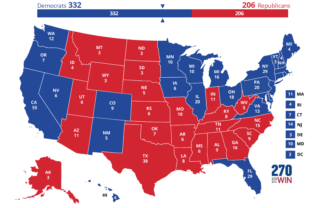 Distribución de las votaciones por estados en 2012.