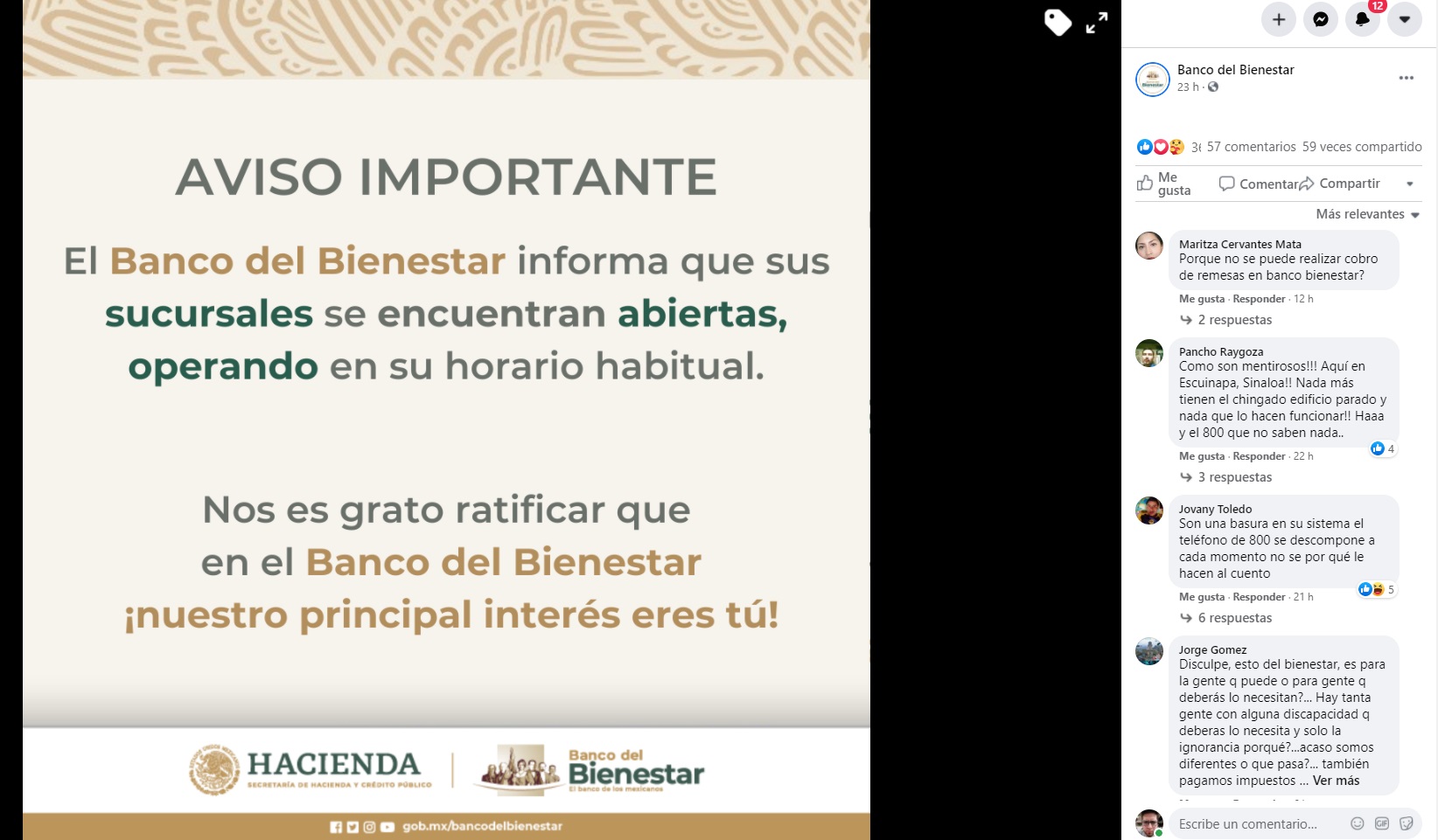 Banco del Bienestar Bansefi quejas