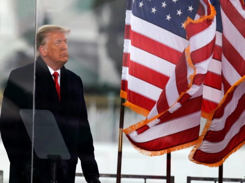 Donald Trump momentos antes de hablar con sus seguidores el día de la toma del Capitolio.