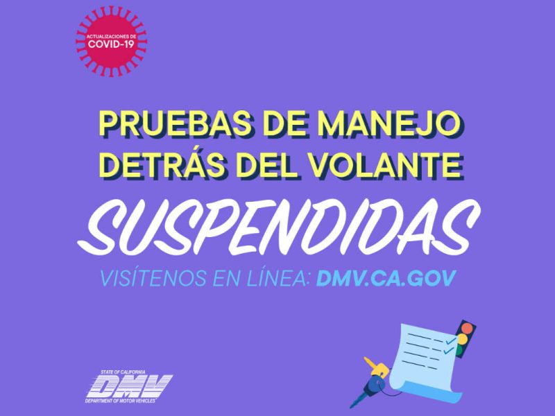 DMV de California suspende sus pruebas de manejo hasta nuevo aviso