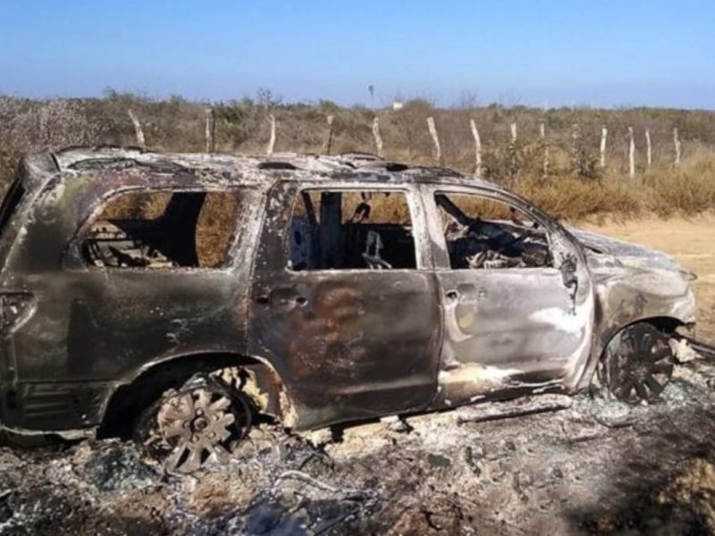 Camioneta calcinada Camargo Tamaulipas