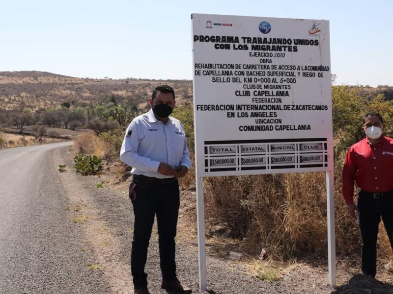 Migrantes y el gobierno de Zacatecas impulsan obras en Nochistlán y Juchipila