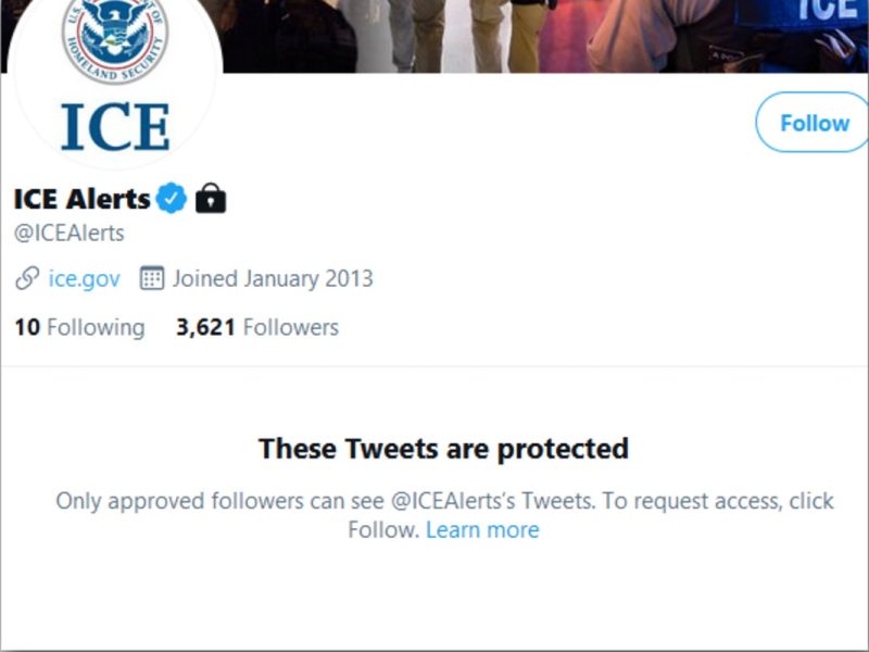 Así se puede ver la cuenta de Twitter de @ICEAlerts