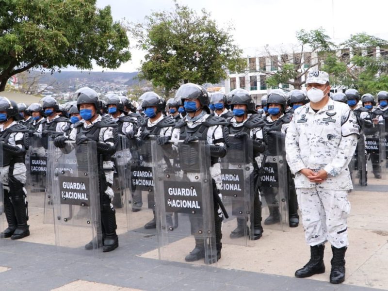 Elementos de la Guardia Nacional en la frontera sur de México.
