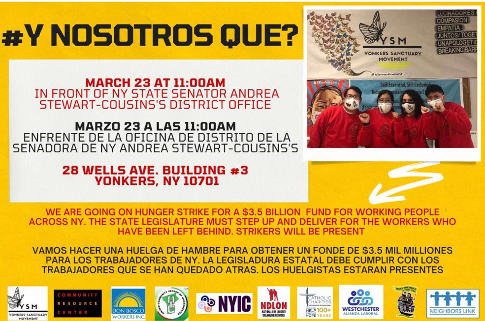 "Flayer de la protesta frente a la casa de la senadora Andrea Stewart de Nueva York. | Cortesía de Diana Sánchez.