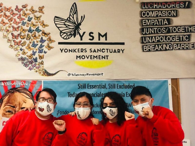 Miembros del Movimiento Santuario de Yonkers, quienes luchan por la aprobación del Fondo para Trabajadores Excluidos en Nueva York.
