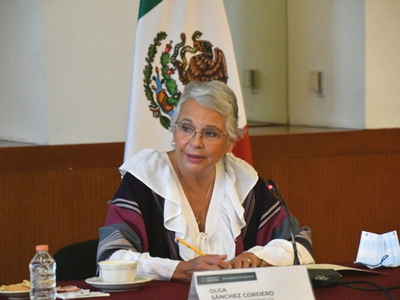 Olga Sánchez Cordero, secretaria de Gobernación en México, estuvo presente durante la reunión.