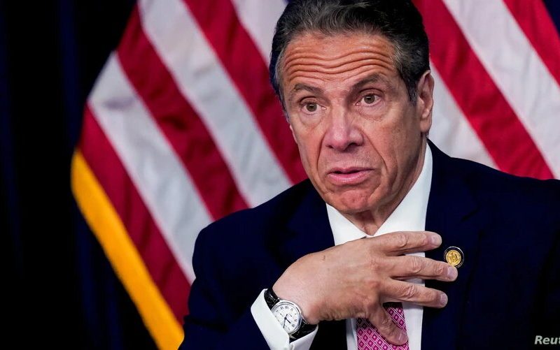 El gobernador de Nueva York, Andrew Cuomo, durante una conferencia de prensa donde anunció su renuncia.