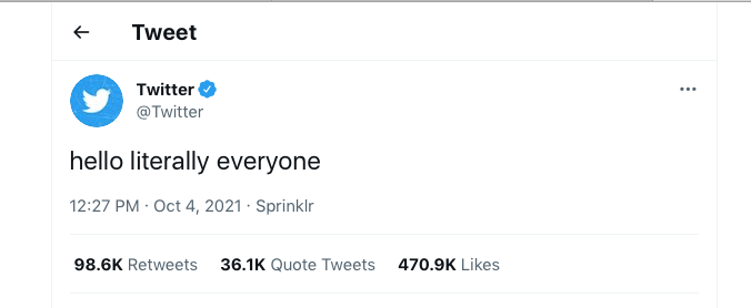 Twitter saluda a todos. | Foto: Captura de pantalla de Twitter.