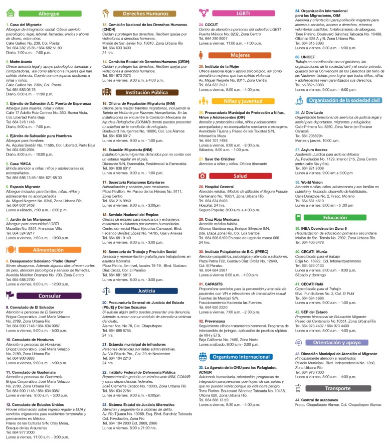 Servicios gratuitos para personas migrantes y refugiadas en Tijuana. | Cortesía de la OIM.