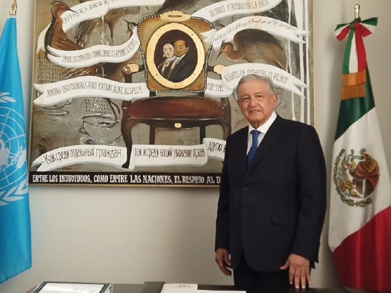 AMLO durante el mensaje que envió a los mexicanos en Estados Unidos.