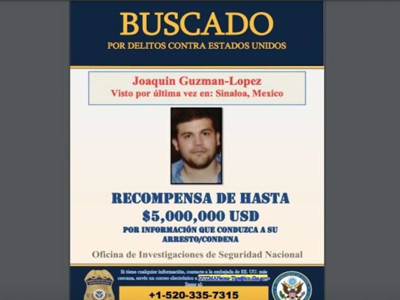Difunden nueva foto del “Chapito”; USA ofrece recompensa de 5 millones de dólares.