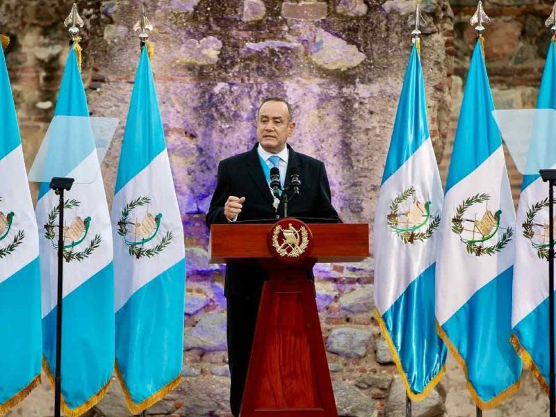 El presidente de Guatemala, Alejandro Giammattei, durante la presentación de su Informe General a dos años del comienzo de su gobierno.