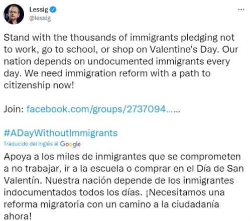 Tuit de Lawrence Lessig.