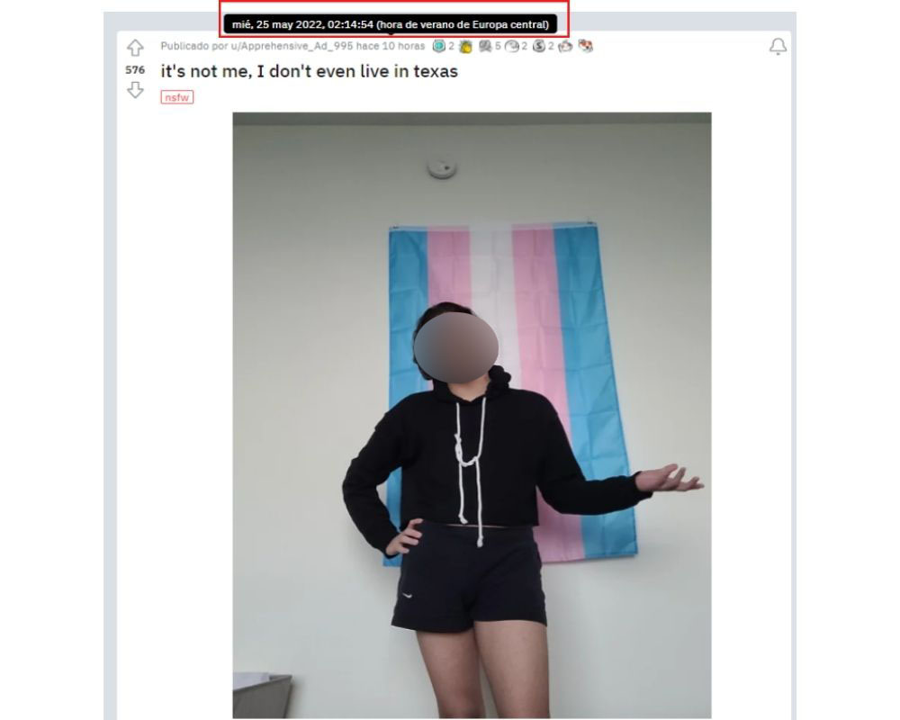 Publicación de Sam en Reddit negando ser el autor del tiroteo de Texas.