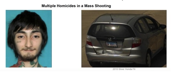 El sospechoso conducía un un Honda Fit plateado de 2010 con placas de Illinois, DM80653