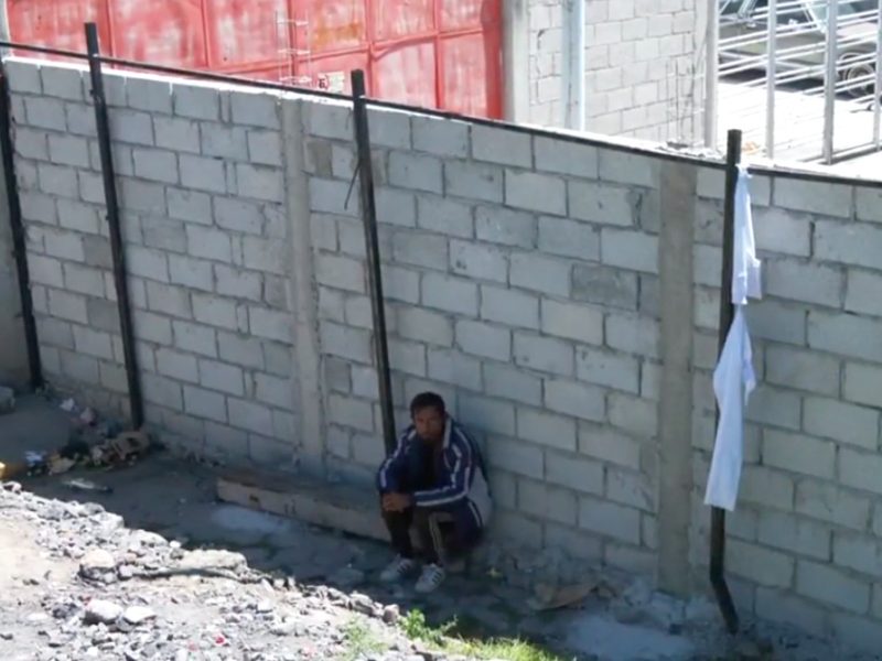 Muro en la colonia Ferrocarrilera en Apizaco.