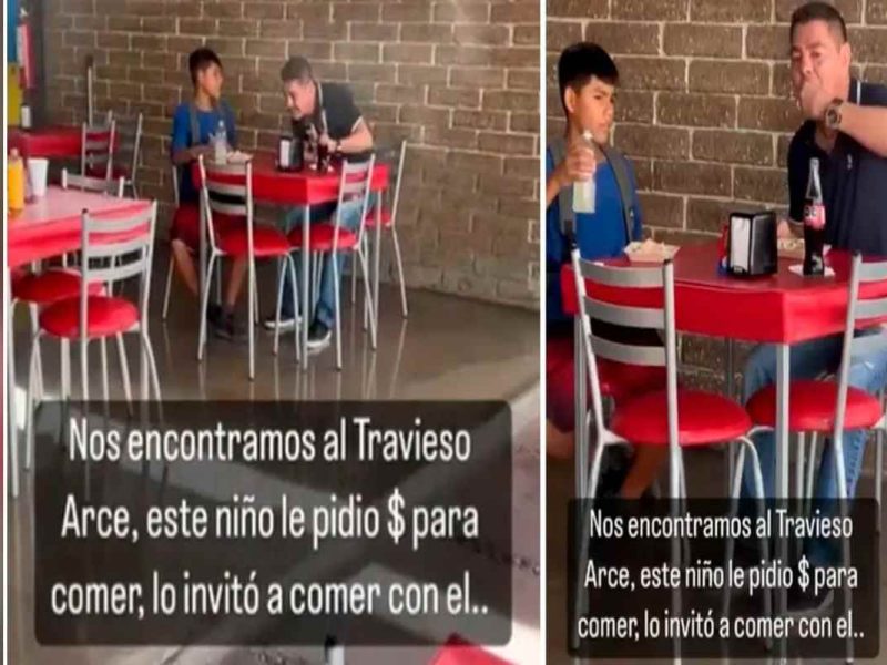 Jorge "El Travieso" Arce invitó a comer a un niño en Hermosillo, Sonora.