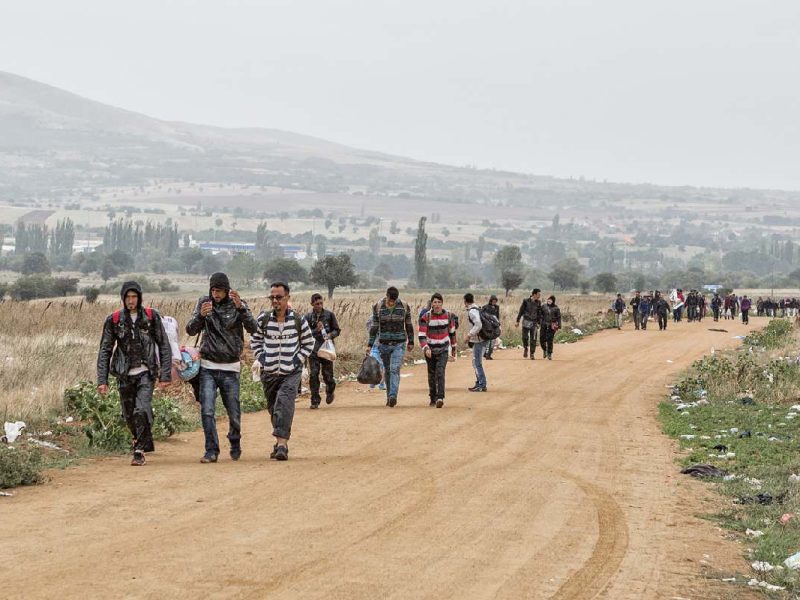 Caravana de migrantes en Tapachula, Chiapas.