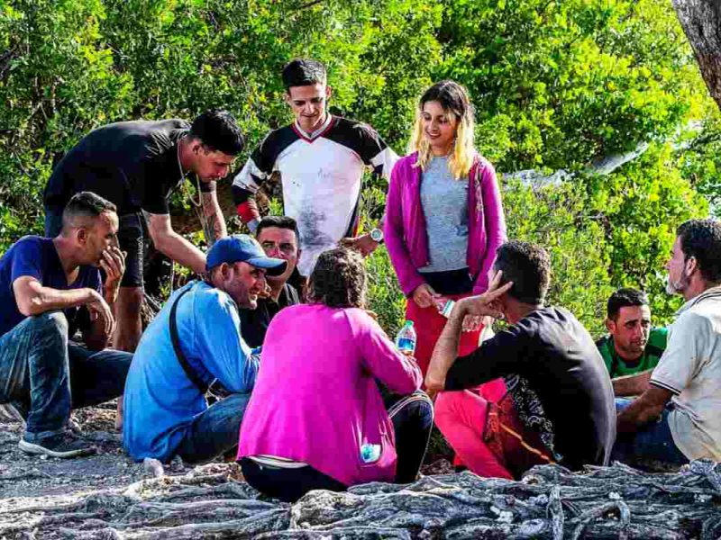 Un grupo de inmigrantes cubanos en Florida.