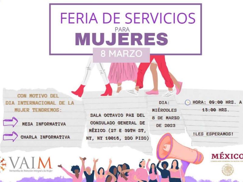 El consulado mexicano en Nueva York ofrecerá una feria de servicios el 8 de marzo de 2023. Foto: Twitterdel Consulado General de México en Nueva York