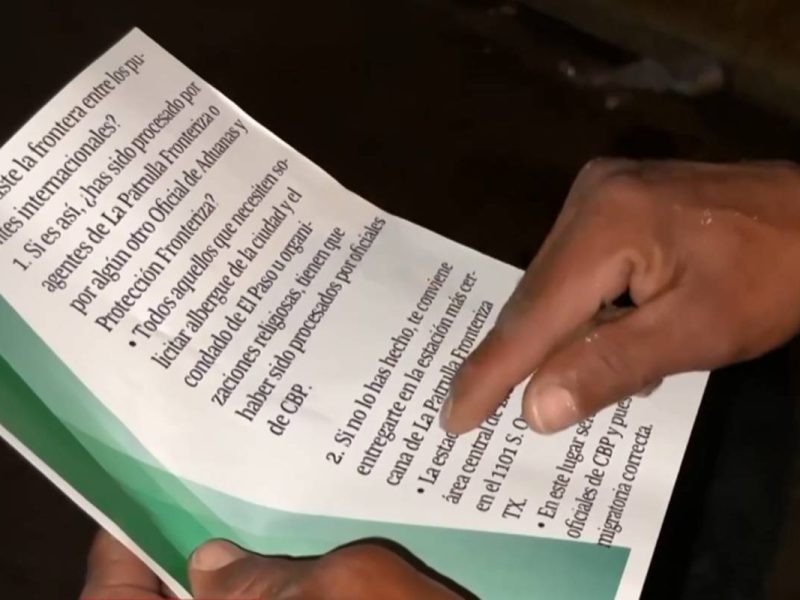Los migrantes en El Paso recibieron una carta en las que se les pedía entregarse a las autoridades