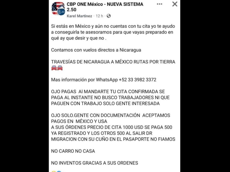 Caos en CBP One; cobran por citas y lucran con migrantes