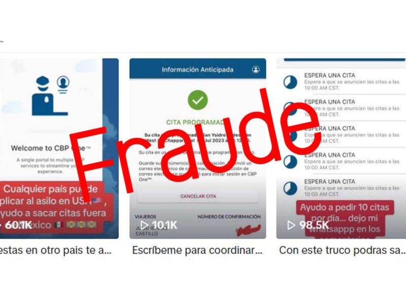 A través de redes sociales abundan cuentas de personas que ofrecen y aseguran tramitar citas para CBP One en pocos días, desafortunadamente muchas personas caen en estas estafas.