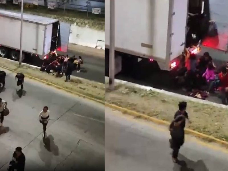 Mientras todos los migrantes salían del tráiler. una mujer quedó tirada sobre el piso y sufrió una fractura