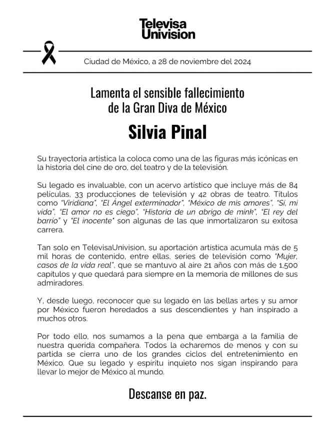 muerte de Silvia Pinal