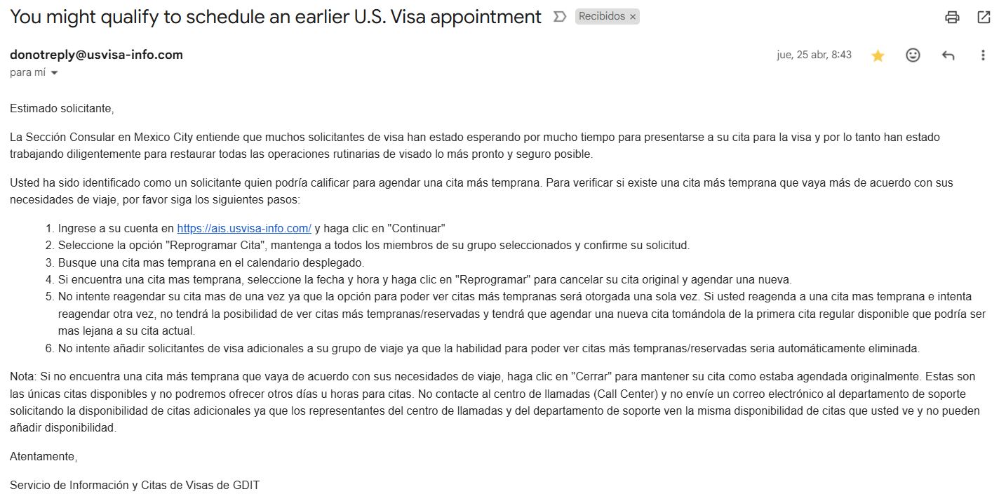 Cuánto tiempo demora la cita para la visa americana
Adelantar cita para la visa americana