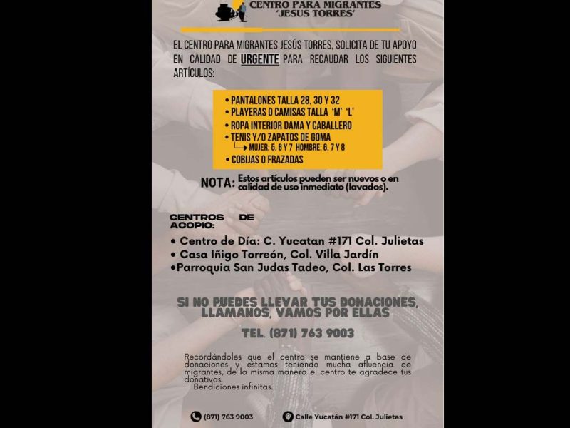 Centro de día para migrantes solicita apoyo para seguir ayudando a los migrantes