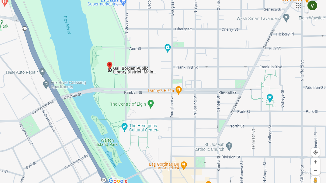 Gail Borden Public Library es uno de los puntos dónde va a estar el consulado sobre ruedas en Illinois | Foto: Captura de pantalla