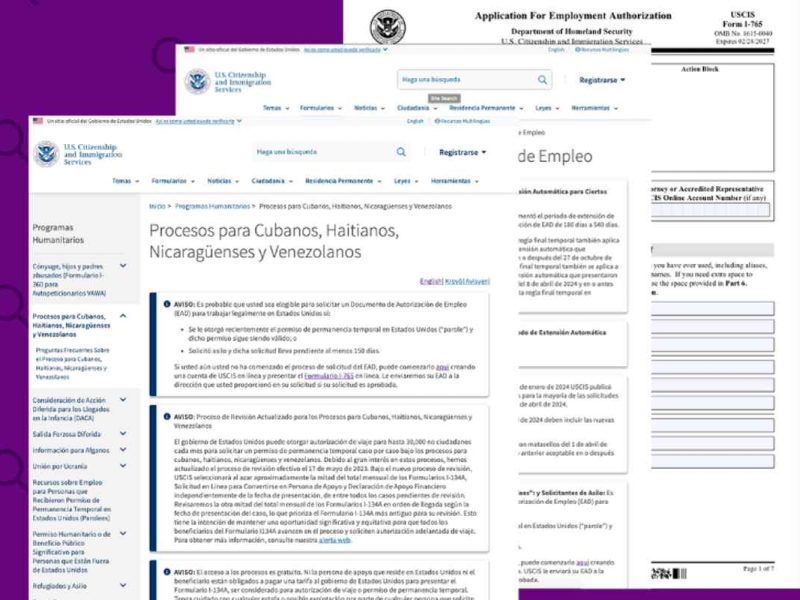 Para tramitar el permiso de trabajo con parole o, debes presentar un formulario de Solicitud de Autorización de Empleo I-765.