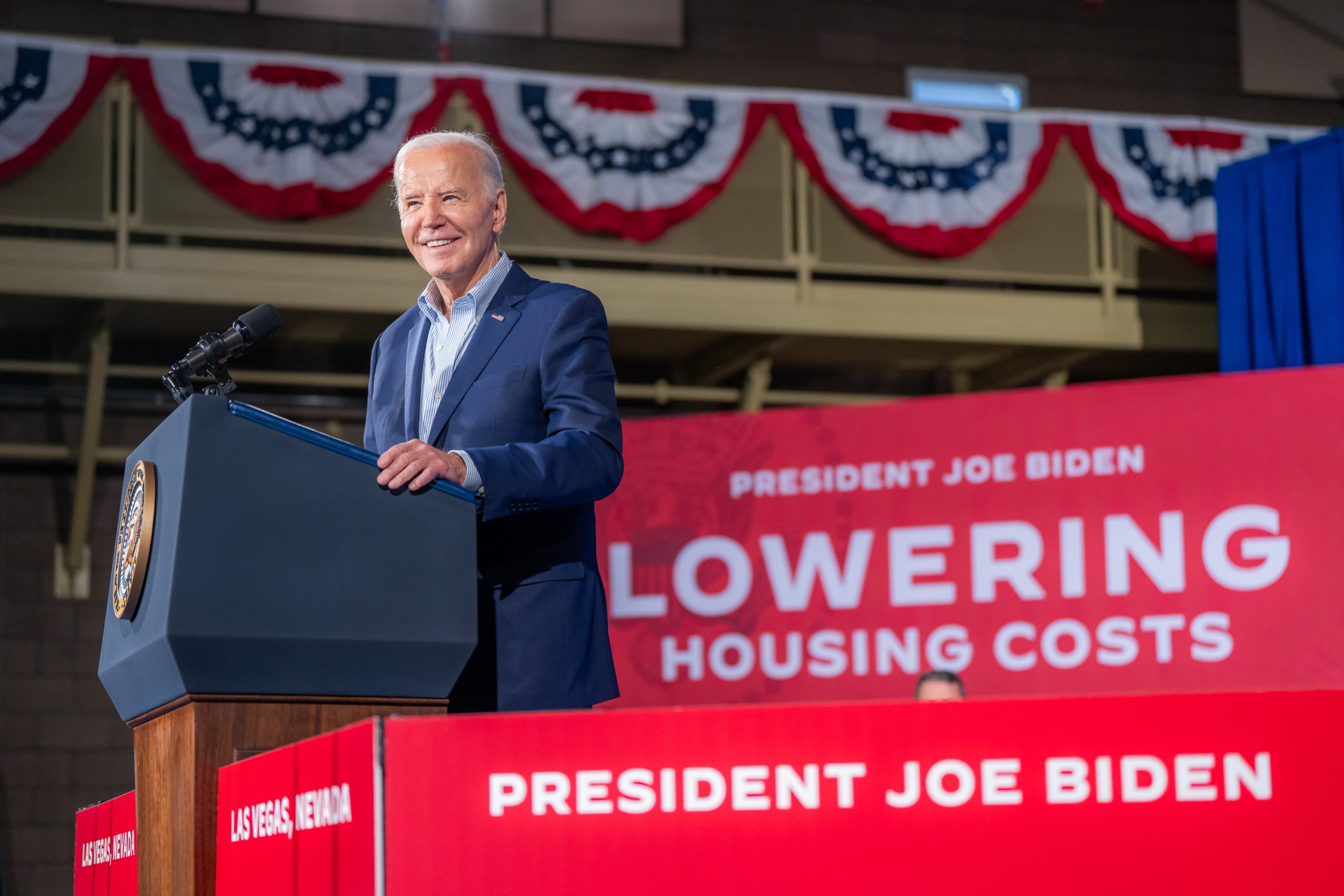 President Joe Biden announces plans for lowering housing costs and increasing housing supplies for U.S. home buyers, Tuesday, March 19, 2024, at the Stupak Community Center in Las Vegas.