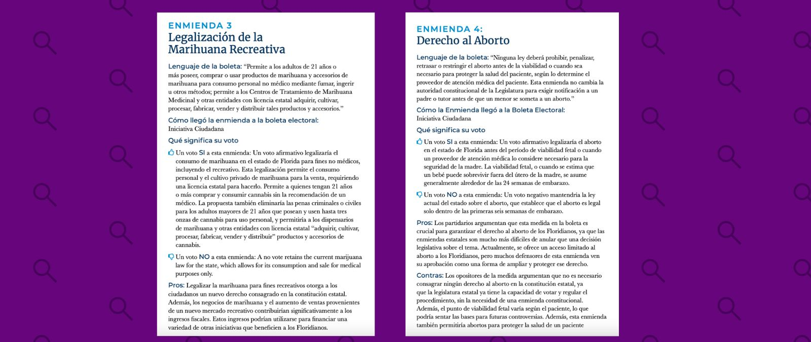 En las elecciones en Estados Unidos 2024 en Florida se votará por una enmienda por la marihuana y el aborto respectivamente | Foto: Factchequeado
